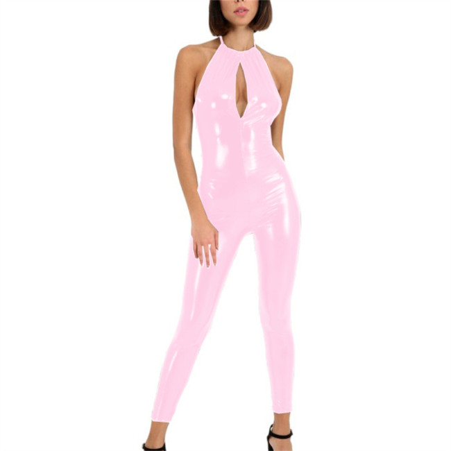 Sleeveless Jumpsuit Halter Front Open Breast Catsuits Bodycon Jumpsuits Ankle-Length Pants Skinny Trousers Club Night Women 7XL