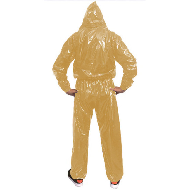 Mens Hooded Jumpsuits Front Zip Long Sleeves Catsuits Long Loose Rompers Ankle-Length Pants Jumpsuits for Women Club Party S-7XL