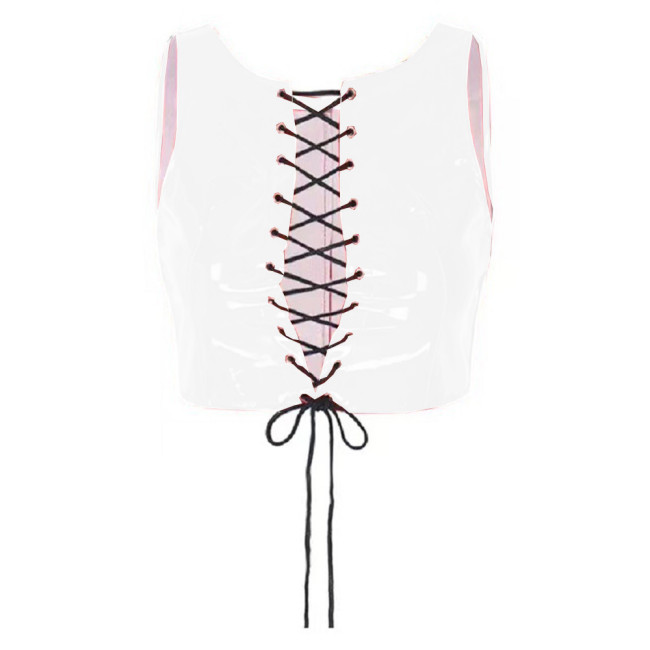 Sexy Lace-up Open Chest Crop Top Sleeveless Tanks Tops Streetwear Women Cami Tops Short Blouse Club Night Corset Gothic Clothes