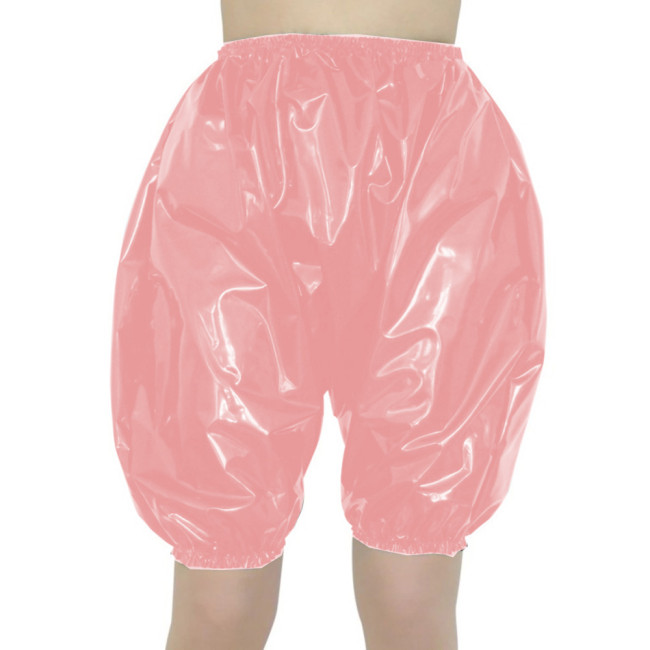 Loose Beam Mouth PVC High Waist Cut Leg Shorts Underwear Bottoms Fetish Sexy Club Baggy Pants Spandex Trousers Punk Gothic 7XL