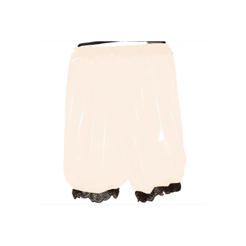 Maid Costumes Sissy Cosplay PVC Leather High Waist Shorts Black Lace Edge Elastic Boxer Shorts Loose Madi Shorts Biker Women
