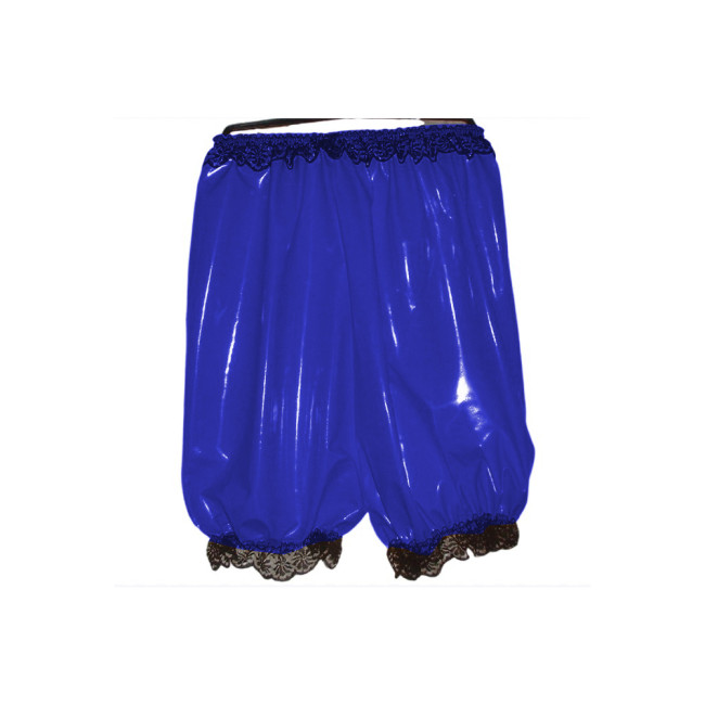 Maid Costumes Sissy Cosplay PVC Leather High Waist Shorts Black Lace Edge Elastic Boxer Shorts Loose Madi Shorts Biker Women