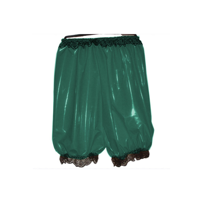 Maid Costumes Sissy Cosplay PVC Leather High Waist Shorts Black Lace Edge Elastic Boxer Shorts Loose Madi Shorts Biker Women