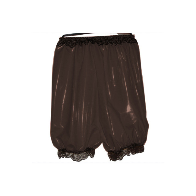 Maid Costumes Sissy Cosplay PVC Leather High Waist Shorts Black Lace Edge Elastic Boxer Shorts Loose Madi Shorts Biker Women