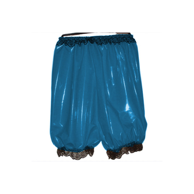 Maid Costumes Sissy Cosplay PVC Leather High Waist Shorts Black Lace Edge Elastic Boxer Shorts Loose Madi Shorts Biker Women