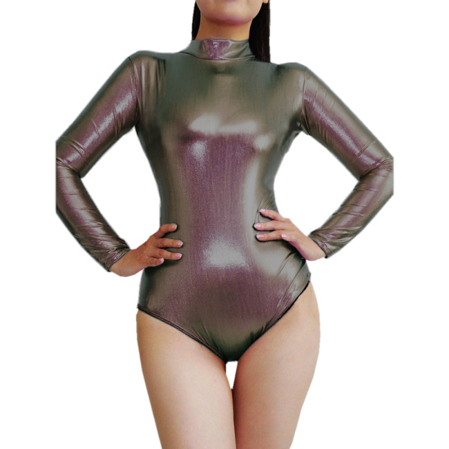 Sexy Shiny Laser Holographic Bodysuits Women Slim Sexy Long Sleeve Bodysuits Skinny Playsuit Beach Swim Summer Party Club 7XL