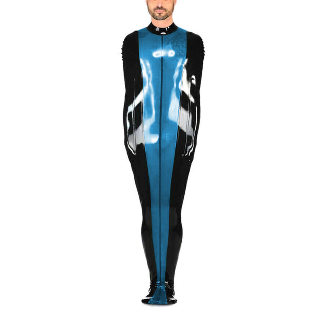 Black And Transparent PVC Catsuit Cosplay Overall Zentai Mummy Suit Costumes Fetish PVC Tights Sleeping Bag Unisex Body Bags