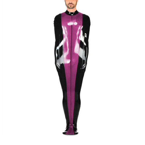 Black And Transparent PVC Catsuit Cosplay Overall Zentai Mummy Suit Costumes Fetish PVC Tights Sleeping Bag Unisex Body Bags