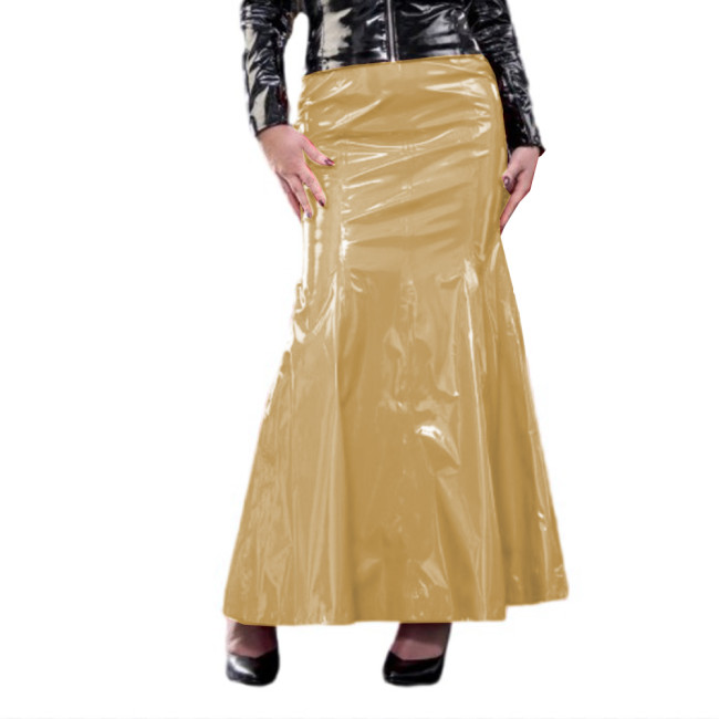 Punk High Waist Long Skirt Shiny Vinyl PVC Slim Skirt Sexy Mermaid Skirt Gothic Shapewear Office Lady Punk Club Nightwear S-7XL