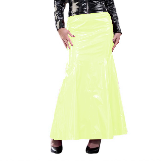 Punk High Waist Long Skirt Shiny Vinyl PVC Slim Skirt Sexy Mermaid Skirt Gothic Shapewear Office Lady Punk Club Nightwear S-7XL