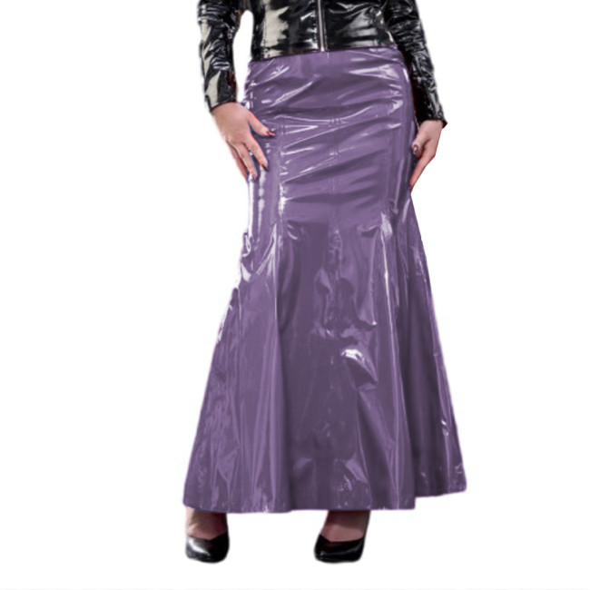 Punk High Waist Long Skirt Shiny Vinyl PVC Slim Skirt Sexy Mermaid Skirt Gothic Shapewear Office Lady Punk Club Nightwear S-7XL