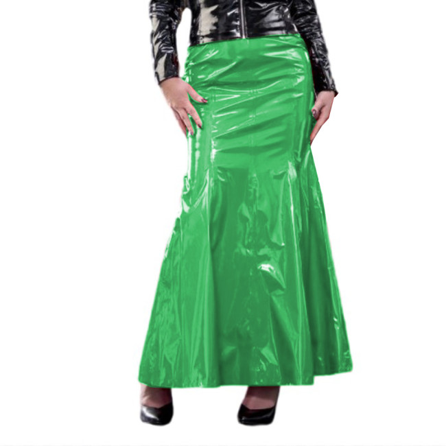 Punk High Waist Long Skirt Shiny Vinyl PVC Slim Skirt Sexy Mermaid Skirt Gothic Shapewear Office Lady Punk Club Nightwear S-7XL