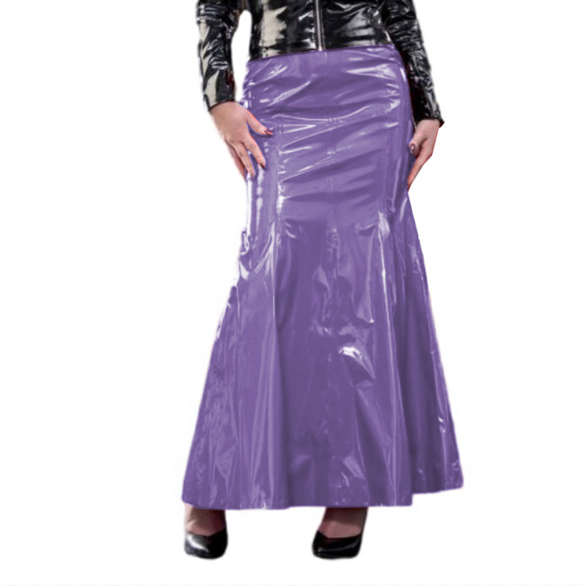 Punk High Waist Long Skirt Shiny Vinyl PVC Slim Skirt Sexy Mermaid Skirt Gothic Shapewear Office Lady Punk Club Nightwear S-7XL