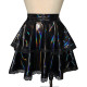 Shiny PVC Leather High Waist Mini Skirt Women Sexy Lace Macrame Two-layer Mini Skirt Sweet Sexy Party Club Punk Gothic S-7XL