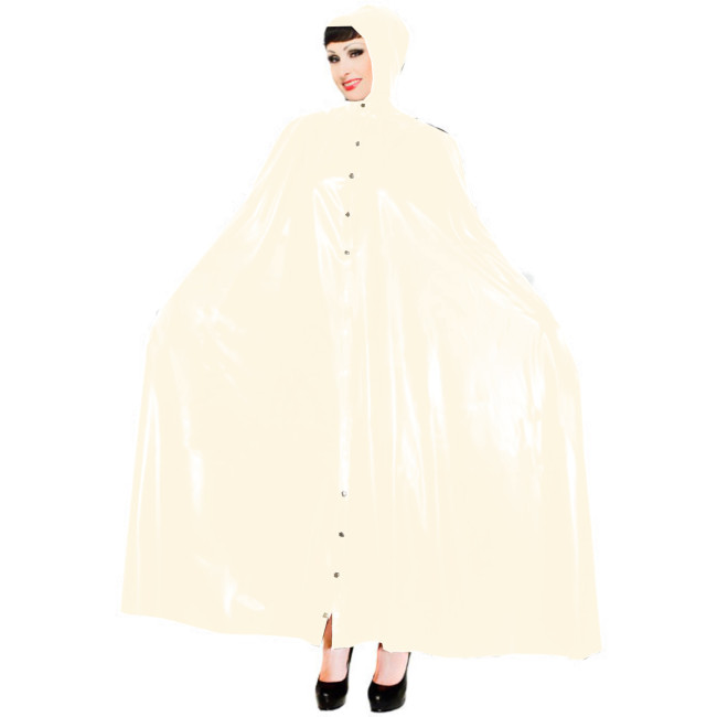 Sexy Wetlook PVC Long Capes with Hood Women Ponchos Faux Latex Robe Coat Button-up Party Costumes Club Windbreaker Cloaks S-7XL