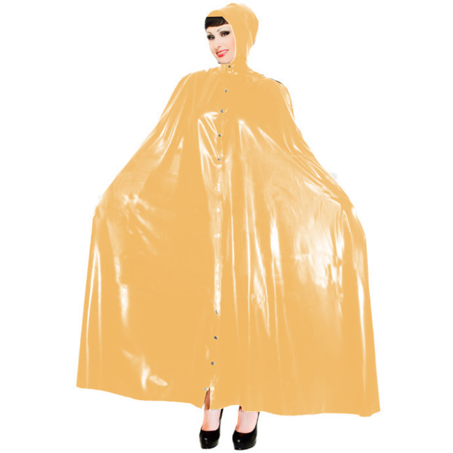 Sexy Wetlook PVC Long Capes with Hood Women Ponchos Faux Latex Robe Coat Button-up Party Costumes Club Windbreaker Cloaks S-7XL