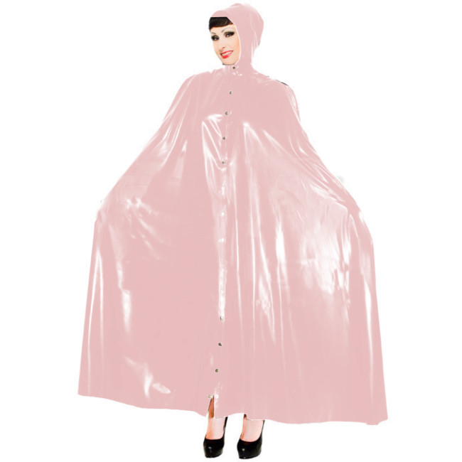Sexy Wetlook PVC Long Capes with Hood Women Ponchos Faux Latex Robe Coat Button-up Party Costumes Club Windbreaker Cloaks S-7XL