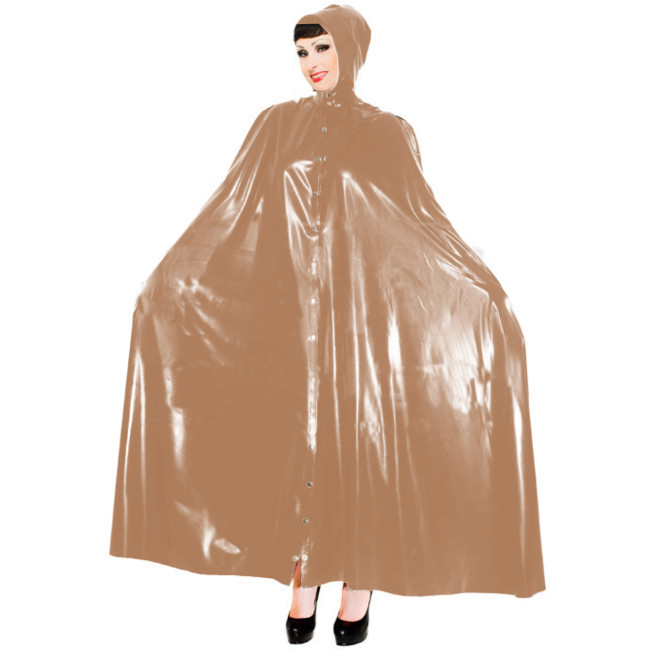 Sexy Wetlook PVC Long Capes with Hood Women Ponchos Faux Latex Robe Coat Button-up Party Costumes Club Windbreaker Cloaks S-7XL