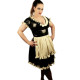 Sissy Unisex Gloosy PVC Leather Scoop Neck Ruffles Puff Sleeve Maid Dress Uniforms with Apron Mini Dress Cosplay Costume S-7XL