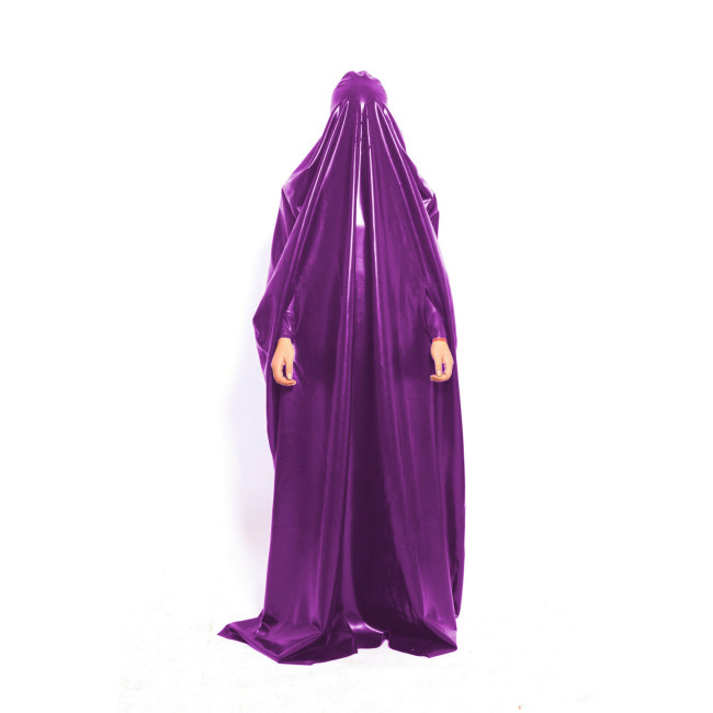 Fashion Sexy Gloosy PVC Long Coats with Hood Unisex Outerwear Loose Cosplay Costumes Faux Latex Fetish Party Cloak Trench S-7XL