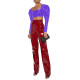 Fashion Puff Long Sleeve Crop Tops  Vintage Square Collar Shiny PVC Short T-Shirt  Sexy Zipper Backless Female Blouse Streetwear