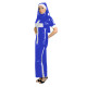 Adults Sexy Naughty Nun Cosplay Costumes Slim Short Sleeve Long Pencil Dress with Headscarf for Clubwear Halloween Fancy Dress