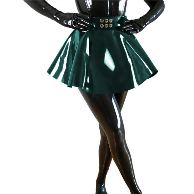 Gothic Women Sexy Skater Skirt Shiny PVC Leather Pleated High Waist A-line Mini Skirt Tennis Skirt Kawaii Fashion Vintage S-7XL