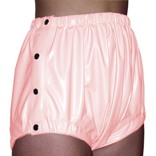 Unisex Glossy PVC Leather High Waist Faux Latex Fetish Diaper Pants Sexy Side Button-up Adlut Baby Shorts Cosplay Costumes S-7XL