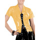 Sexy Transparent Tops Patchwork Colors Glossy Clear PVC Turn-down Neck Snaps Perspective Blouse Outfit Body Lingerie Shirt Women