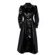 Fashion Party PVC Single Breasted A-line Long Dresses Wet Look Shiny Faux Leather Turn-down Collar Shirt Dress Lady Dinner Dress