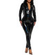 Sexy Glossy PVC Leather Sexy Long Sleeve Jumpsuit Rompers Skinny Front Zip-up Jumpsuits Bodysuits Pants Party Clubwear S-7XL