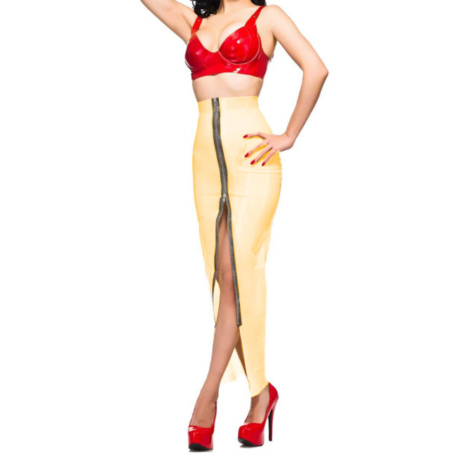 Sissy Clear PVC Front Zipper Long Skirt Transparent Hobble Maxi Skirts Perspective Slim Fit Pencil Skirts Party Nightwear S-7XL