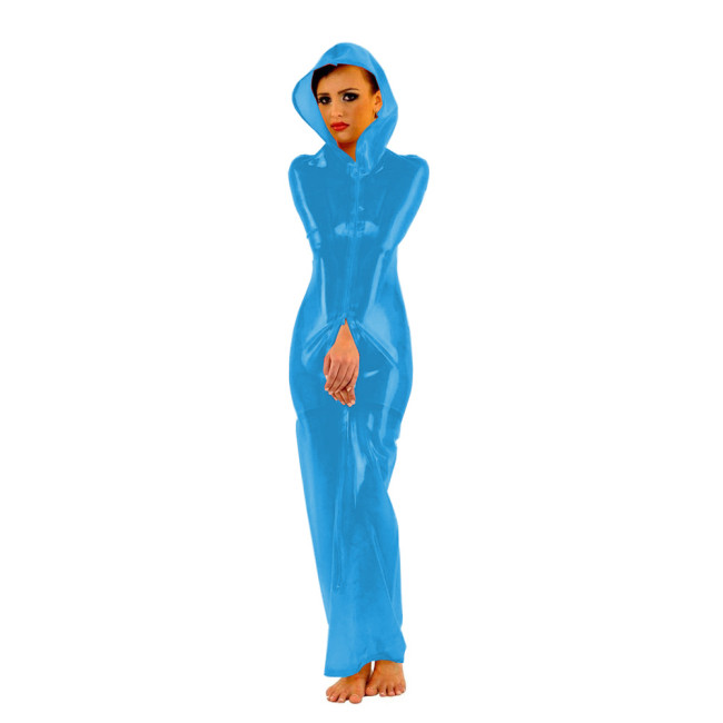 Fetish PVC Faux Leather Wrap Dress Sexy Front 3-ways Zipper Bondage Sack Wetlook Faux Latex Bag Dress Halloween Cosplay Bodysuit