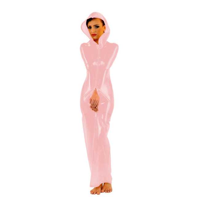 Fetish PVC Faux Leather Wrap Dress Sexy Front 3-ways Zipper Bondage Sack Wetlook Faux Latex Bag Dress Halloween Cosplay Bodysuit
