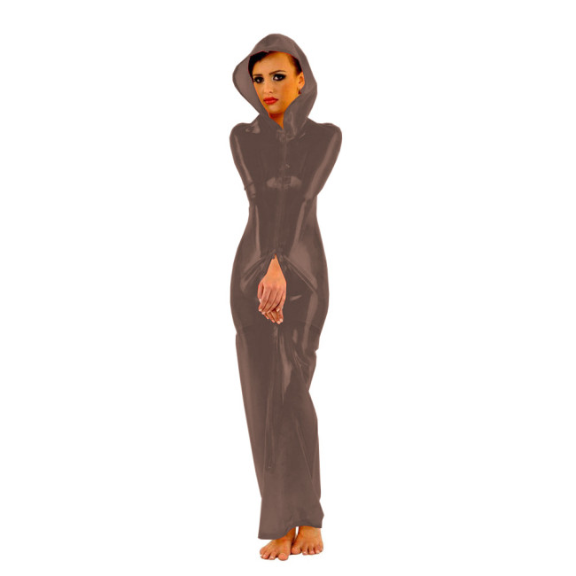 Fetish PVC Faux Leather Wrap Dress Sexy Front 3-ways Zipper Bondage Sack Wetlook Faux Latex Bag Dress Halloween Cosplay Bodysuit