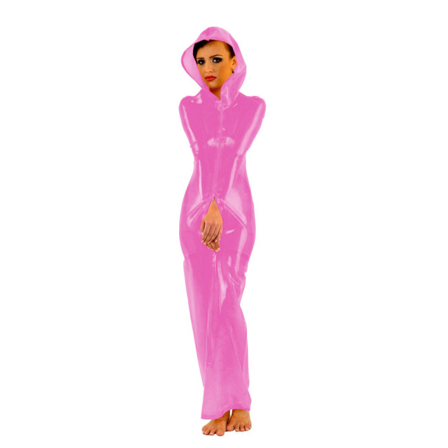 Fetish PVC Faux Leather Wrap Dress Sexy Front 3-ways Zipper Bondage Sack Wetlook Faux Latex Bag Dress Halloween Cosplay Bodysuit