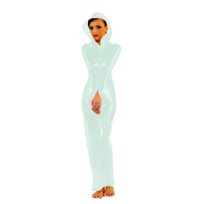 Fetish PVC Faux Leather Wrap Dress Sexy Front 3-ways Zipper Bondage Sack Wetlook Faux Latex Bag Dress Halloween Cosplay Bodysuit