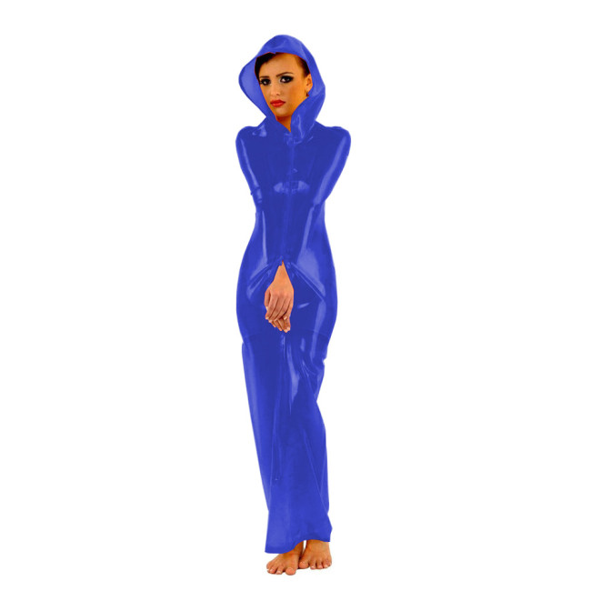 Fetish PVC Faux Leather Wrap Dress Sexy Front 3-ways Zipper Bondage Sack Wetlook Faux Latex Bag Dress Halloween Cosplay Bodysuit