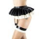 Gothic Glossy Patchwork PVC Tiered Ruffle Skirts Two Layered Pleated Super Mini Skirt with Crotch Strap Night Pole Dance Club