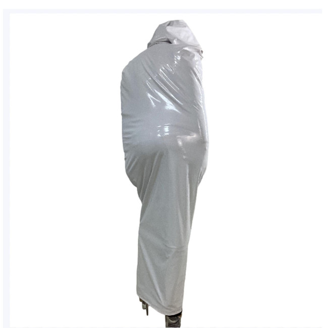 Fetish PVC Faux Leather Wrap Dress Sexy Front 3-ways Zipper Bondage Sack Wetlook Faux Latex Bag Dress Halloween Cosplay Bodysuit