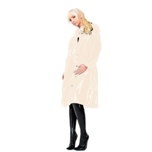 Punk Wetlook Shiny PVC Faux Leather Trench Turn-down Collar Long Sleeve Midi Dress Trench Club Party High Street Long Coat S-7XL