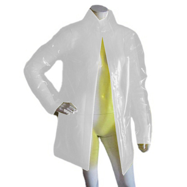 Erotic Vinyl Clear PVC Turn-down Neck Transparency Jackets Long Sleeve Coats Perspective Jacket Tops Party Night Clubwear Outfit