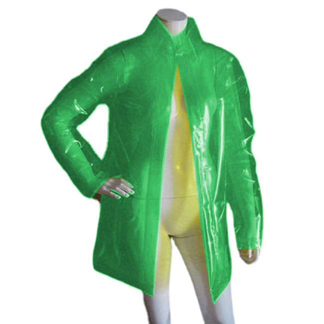 Erotic Vinyl Clear PVC Turn-down Neck Transparency Jackets Long Sleeve Coats Perspective Jacket Tops Party Night Clubwear Outfit