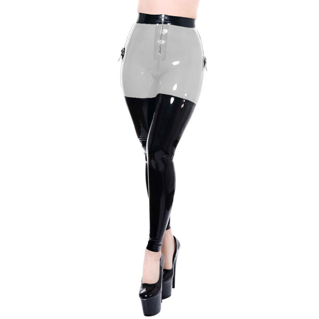 Novelty Sexy Clear PVC High Waist Long Exotic Pants Patchwork Transparent Front Zip Skinny Pants Lingere Fetish Party Clubwear