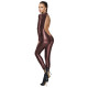 Sexy Backless PU Leather Jumpsuits Women High Stretch Zentai Cat Suit Zip Wet Look Coverall Bodysuits Faux Leather Club Custom
