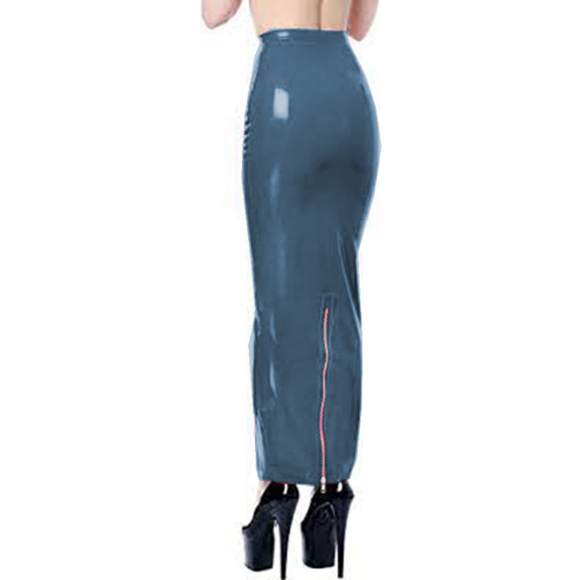 Elegant Shiny Vinyl PVC Leather High Waist Restricted Hobble Maxi Skirts Back Zip Split Pencil Long Skirt Casual Party Clubwear