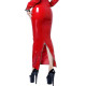 Elegant Shiny Vinyl PVC Leather High Waist Restricted Hobble Maxi Skirts Back Zip Split Pencil Long Skirt Casual Party Clubwear