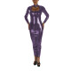Sexy Hollow Out Lockable Long Hobble Dress Long Sleeve Bodycon Pencil Dress Women's Sheath Club Dress Wetlook Fetish PVC Dress