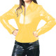 Ladies Turn-down Collar Faux Shirt Punk Long Sleeve PVC Leather Jacket for Women Slim Jacket Sexy Club Coat Gothic S-7XL