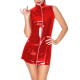 Vestidos Sleeveless Short Dress Shiny PVC Leather Front Zipper Stand Neck Sexy Sheath Mini Dress Party Club Night Outfits S-7XL